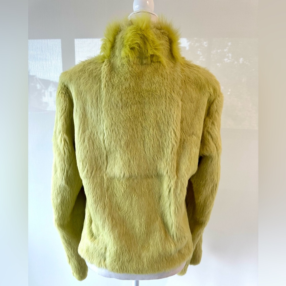 Fur & Leather Lime Green Reversible Coat. - Picture 7 of 10